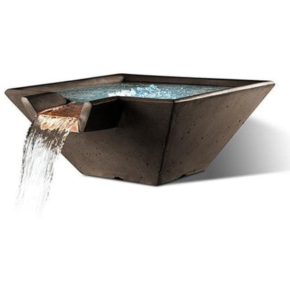 Slick Rock Concrete 22” Cascade Square Bowl + Copper Spillway - KCC22SSPC