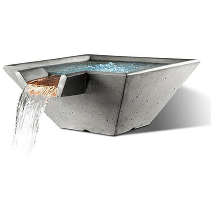 Slick Rock Concrete 22” Cascade Square Bowl + Copper Spillway - KCC22SSPC