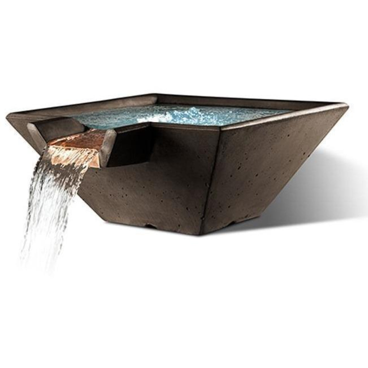 Slick Rock Concrete 29” Cascade Square Bowl + Copper Spillway - KCC29SSPC