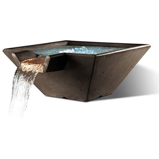 Slick Rock Concrete 29” Cascade Square Bowl + Copper Spillway - KCC29SSPC