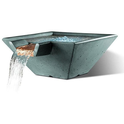 Slick Rock Concrete 29” Cascade Square Bowl + Copper Spillway - KCC29SSPC