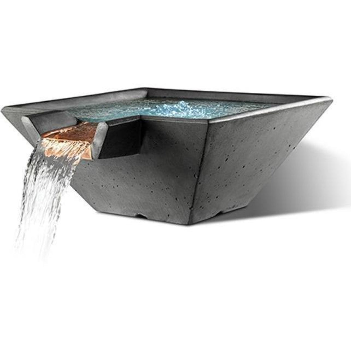 Slick Rock Concrete 29” Cascade Square Bowl + Copper Spillway - KCC29SSPC