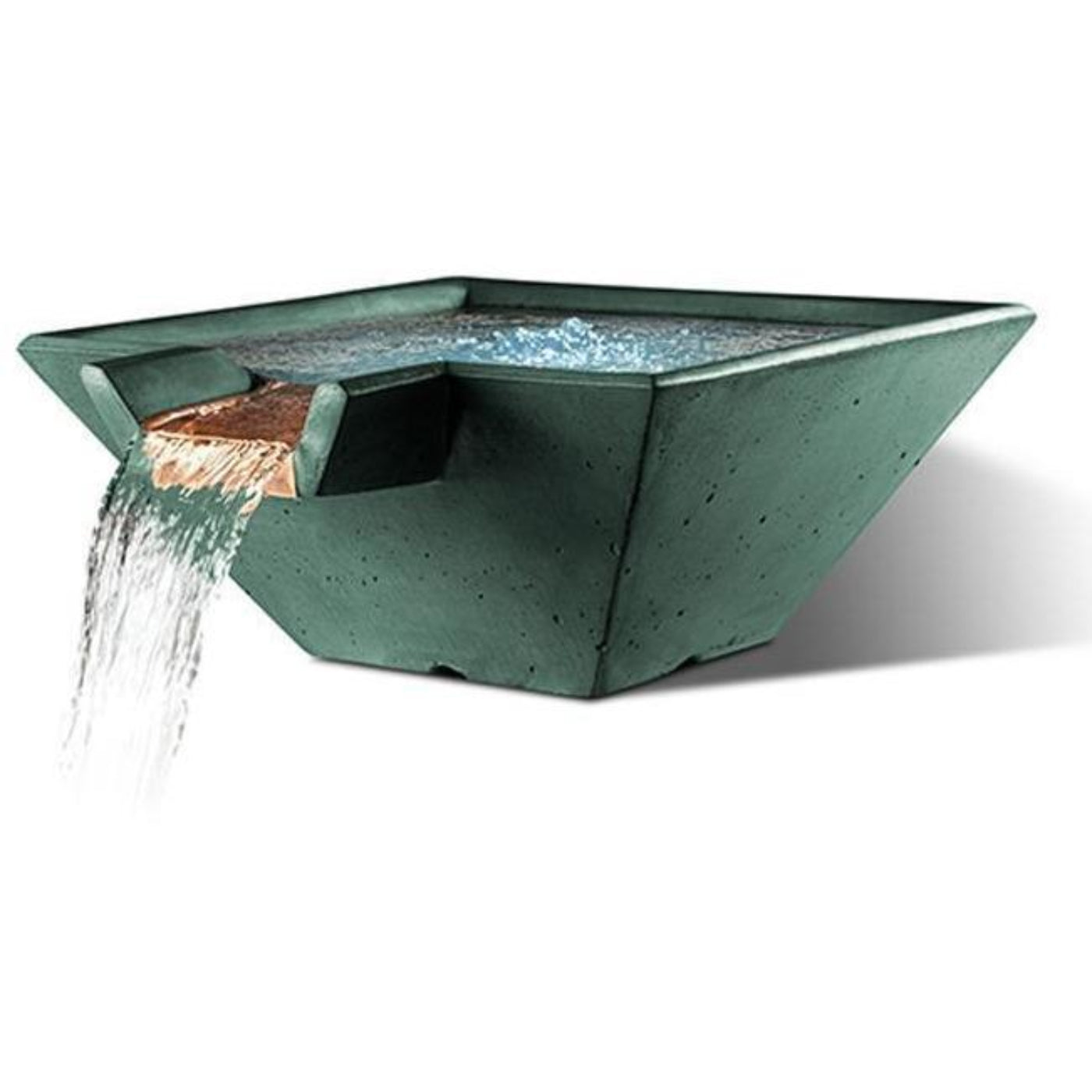 Slick Rock Concrete 29” Cascade Square Bowl + Copper Spillway - KCC29SSPC