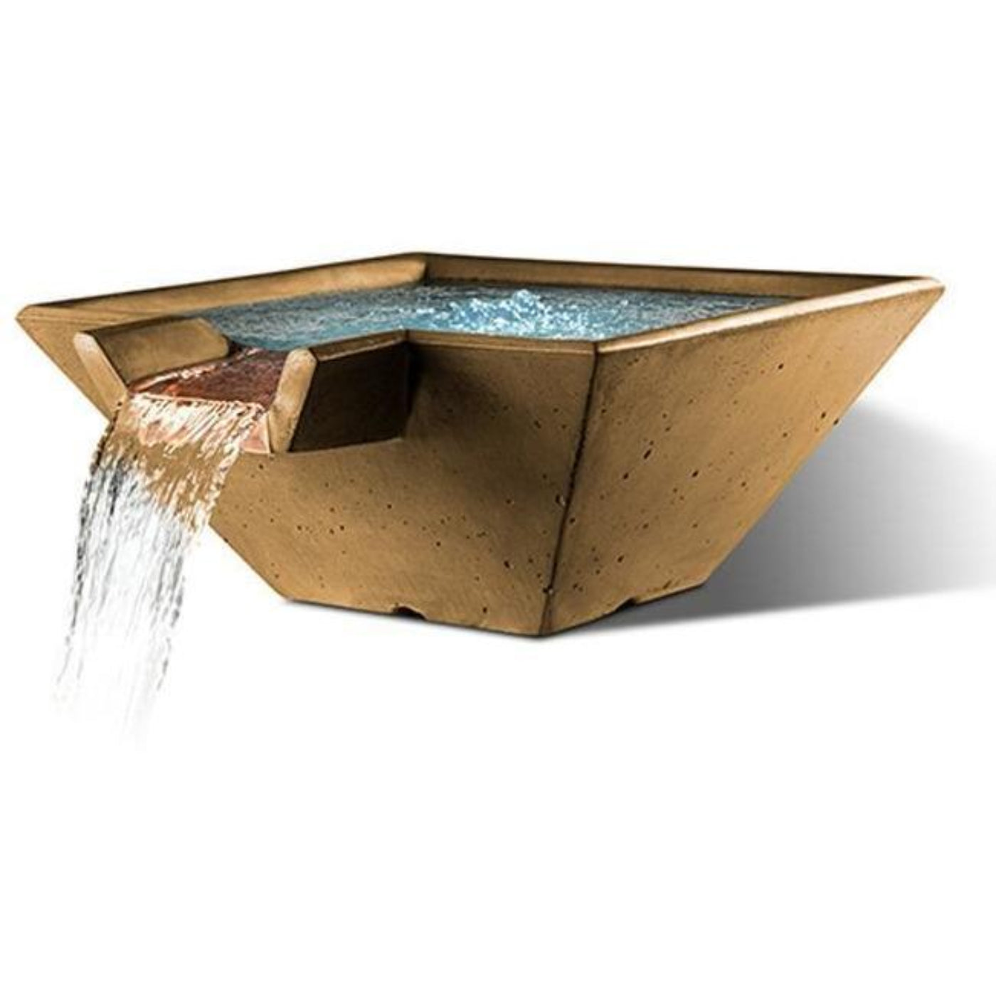 Slick Rock Concrete 29” Cascade Square Bowl + Copper Spillway - KCC29SSPC