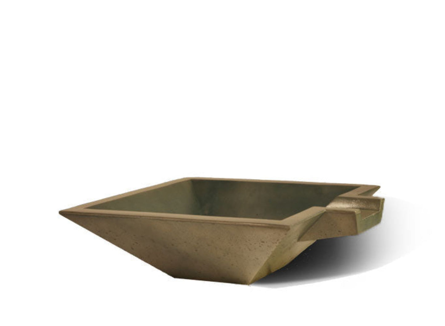 Slick Rock Concrete 30" Spill Square Water Bowl with Copper Spillway - KSPS3010SPC