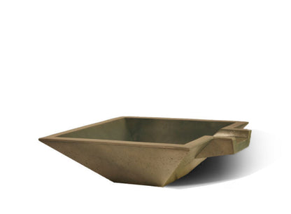 Slick Rock Concrete 30" Spill Square Water Bowl with Copper Spillway - KSPS3010SPC