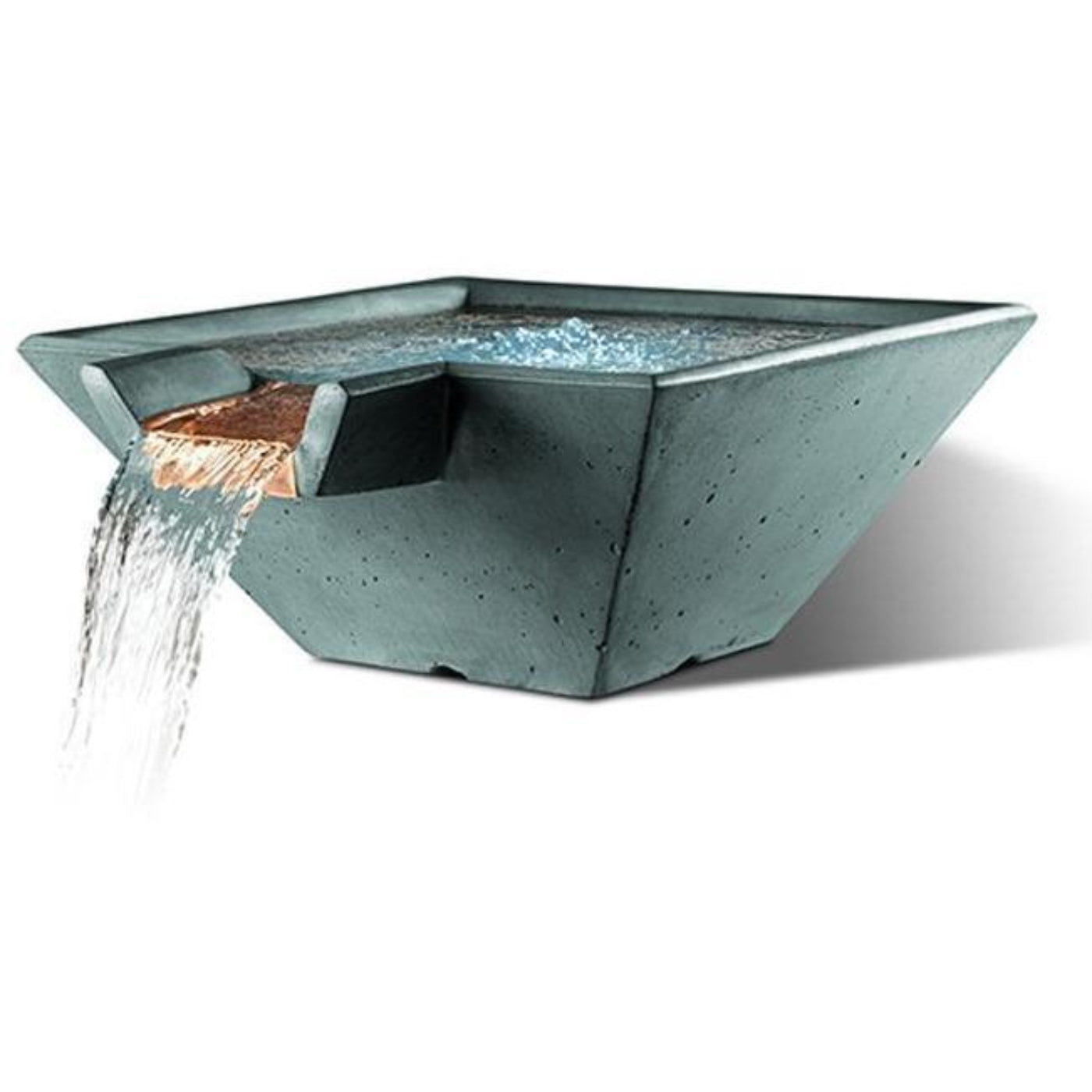 Slick Rock Concrete 34” Cascade Square Bowl + Copper Spillway - KCC34SSPC