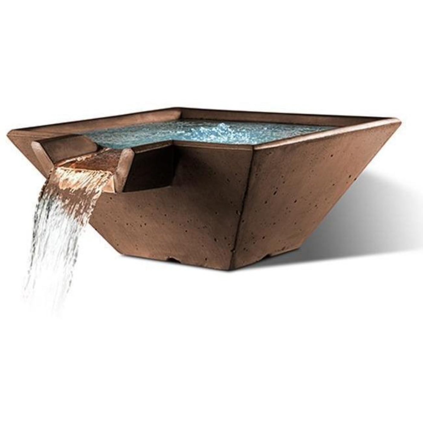 Slick Rock Concrete 34” Cascade Square Bowl + Copper Spillway - KCC34SSPC
