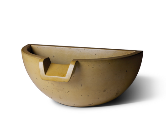 Slick Rock Concrete 36" Spill Half Basin Water Bowl with Copper Spillway - KSPH3616SPC