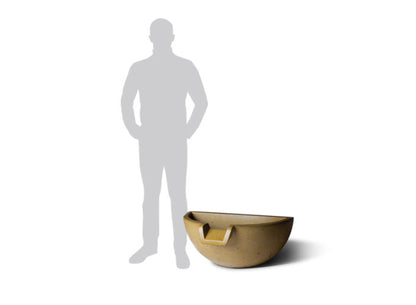 Slick Rock Concrete 36" Spill Half Basin Water Bowl with Copper Spillway - KSPH3616SPC