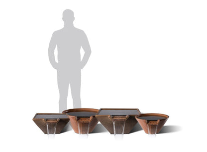 Slick Rock Concrete 29” Cascade Square Bowl + Copper Spillway - KCC29SSPC