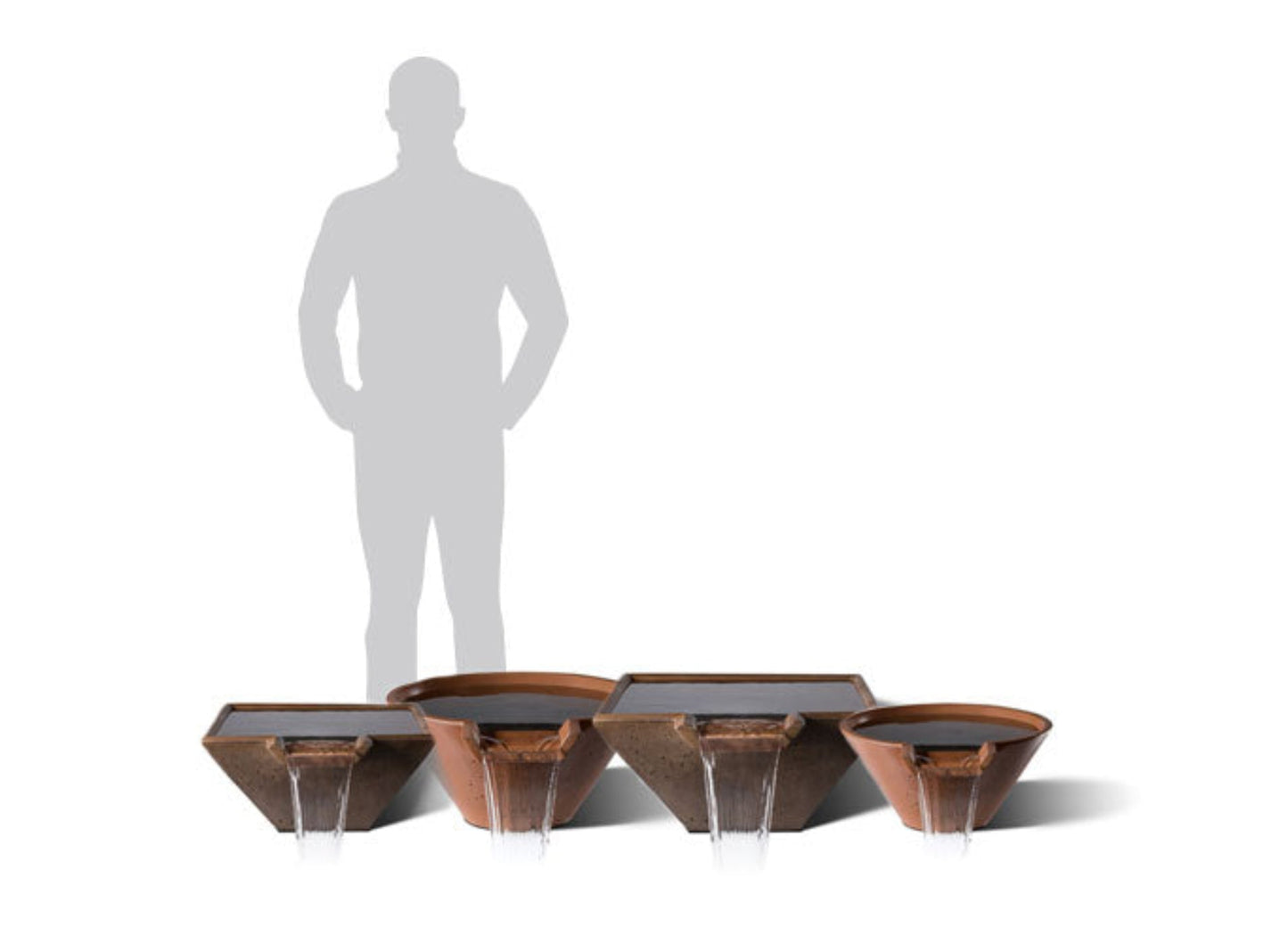 Slick Rock Concrete 34” Cascade Square Bowl + Copper Spillway - KCC34SSPC