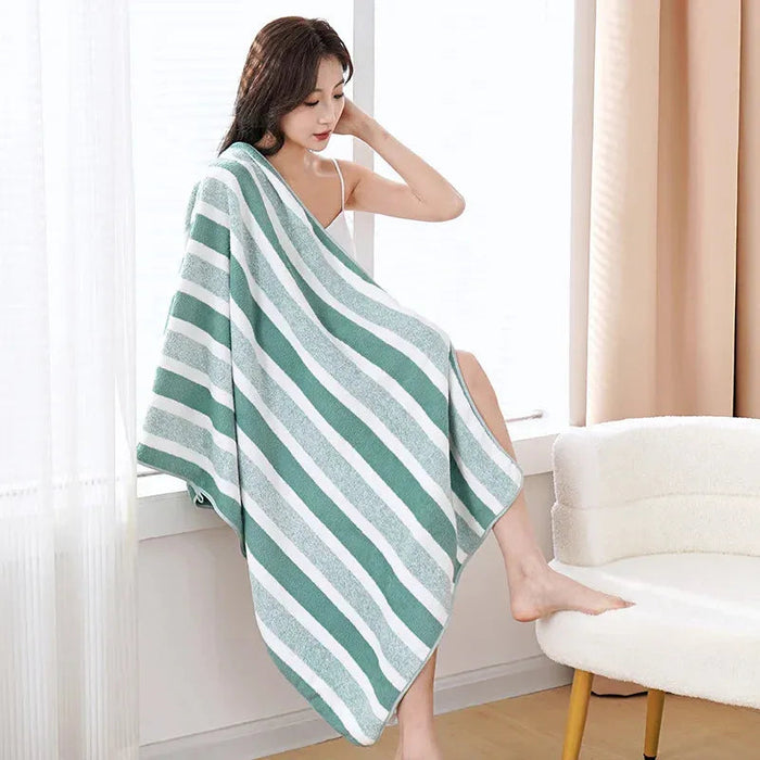 Soft Stripe Absorbent Microfiber Bath Towel Stripe Towels Quick Drying