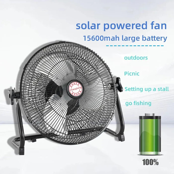 Solar Panel Fan Large Inch Camping Fans Rechargeable Powerful Blower