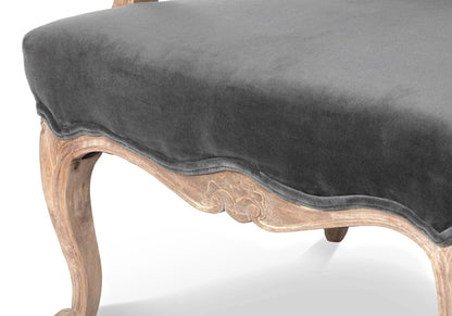 Park Hill Collection Chloe Velvet Upholstered Arm Chair - Elegant Charcoal Grey with Handcrafted Mango Wood Frame - EFS26192