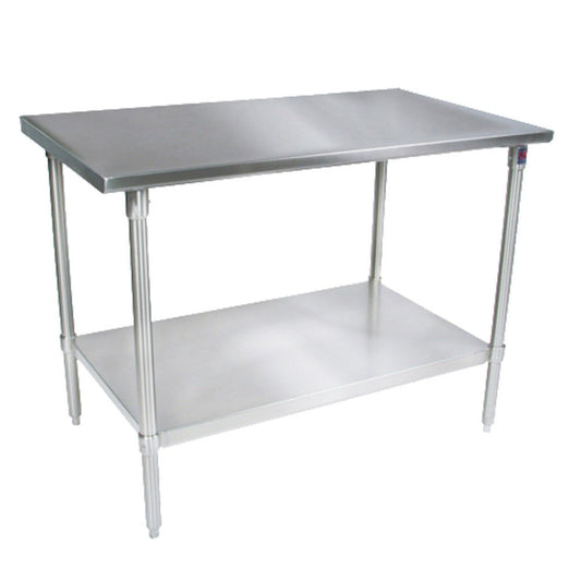 John Boos ST6-30120GSK 120"W x 30"D Work Table, Galvanized Adjustable Undershelf - JBST630120GSK