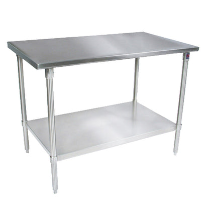 John Boos 120"W x 30"D Work Table, Galvanized Adjustable Undershelf - JBST630120GSK