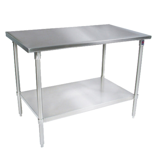 John Boos ST6-2448SSK 48"W x 24"D Stainless Steel Work Table Adjust. Undershelf - JBST62448SSK