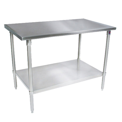 John Boos ST6-3030SSK 30"W x 30"D Stainless Steel Work Table Adjust. Undershelf - JBST63030SSK