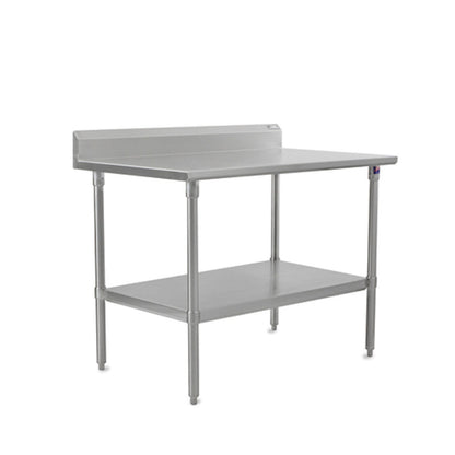 John Boos ST6R5-24108SSK 108"W x 24"D Stainless Steel Work Table, 5" Backsplash - JBST6R524108SSK
