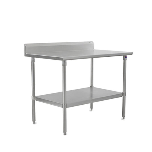 John Boos ST6R5-24108SSK 108"W x 24"D Stainless Steel Work Table, 5" Backsplash - JBST6R524108SSK