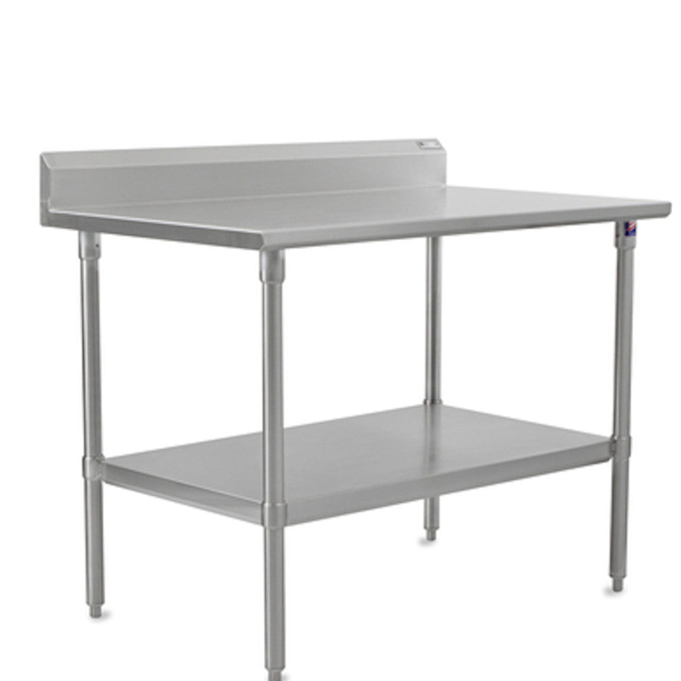 John Boos ST6R5-2430SSK 30" W x 24" D Stainless Steel Work Table with 5" Backsplash and Adjustable Undershelf - JBST6R52430SSK