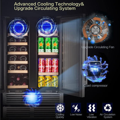 BODEGAcooler 24" Wine and Beverage Cooler Dual Zone 19 Bottles and 57 Cans - JC-115DR