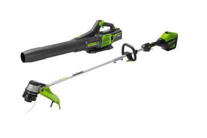 Greenworks 80V 16" Cordless Battery String Trimmer & 730 CFM Leaf Blower Combo Kit w/ 2.5 Ah Battery & Charger - 1324902