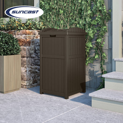 Suncast Trash Hideaway Outdoor 33 Gallon Garbage Waste Can Bin, Java (10 Pack) - 173821
