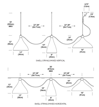 Pablo Designs Swell String 3 Pendant - Mixed