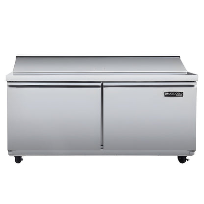 Maxx Cold V-Series 2 Door Refrigerated Sandwich and Salad Prep Station, in Stainless Steel - MVR60SHC