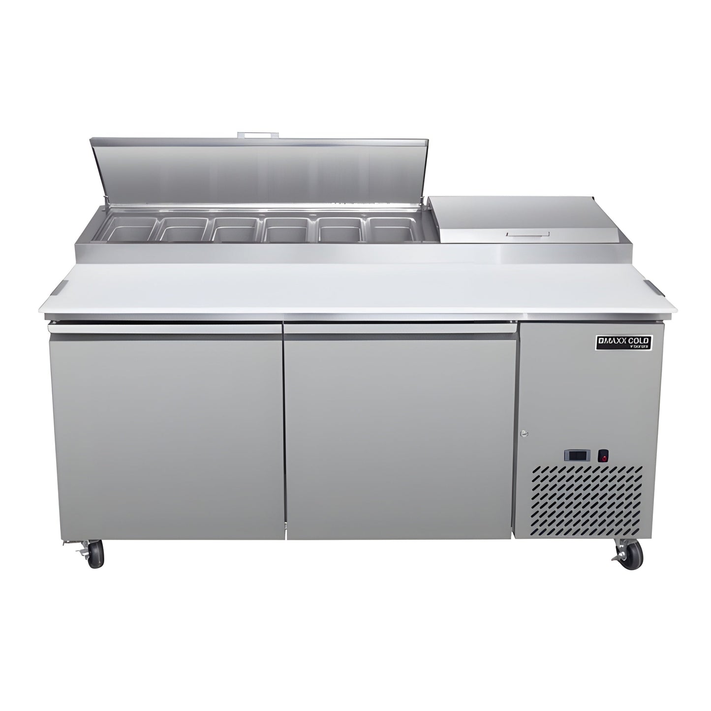 Maxx Cold V-Series 2 Door Refrigerated Pizza Prep Table, in Stainless Steel - MVPP70HC