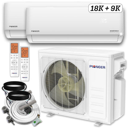 Dual Split 27000 BTU 2.25-Ton Quantum Ultra Wi-Fi 24 SEER2 Energy-Star Multi (2) Zone Wall Mount Air Conditioner Heat Pump 230-Volt - WYT030GLSI24M3-18W-19W