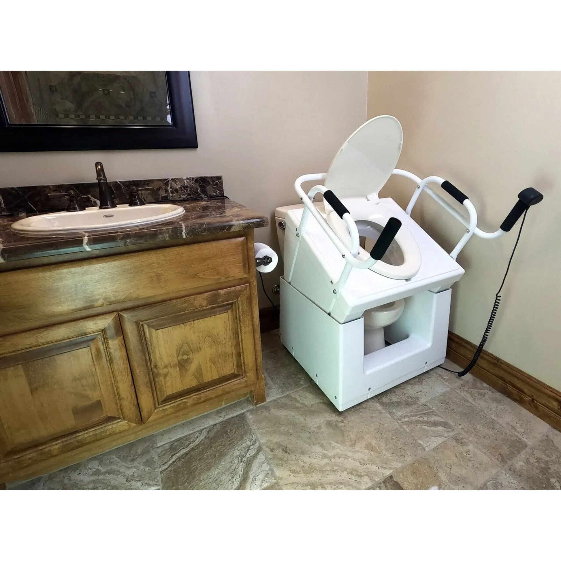 Throne Buttler Powered Toilet Lift Chair with Base Bidet Seat