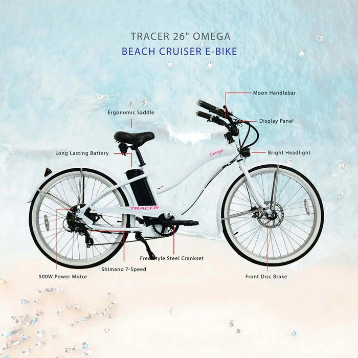 Tracer Omega Low Step 48V/14Ah 500W Beach Cruiser Electric Bike