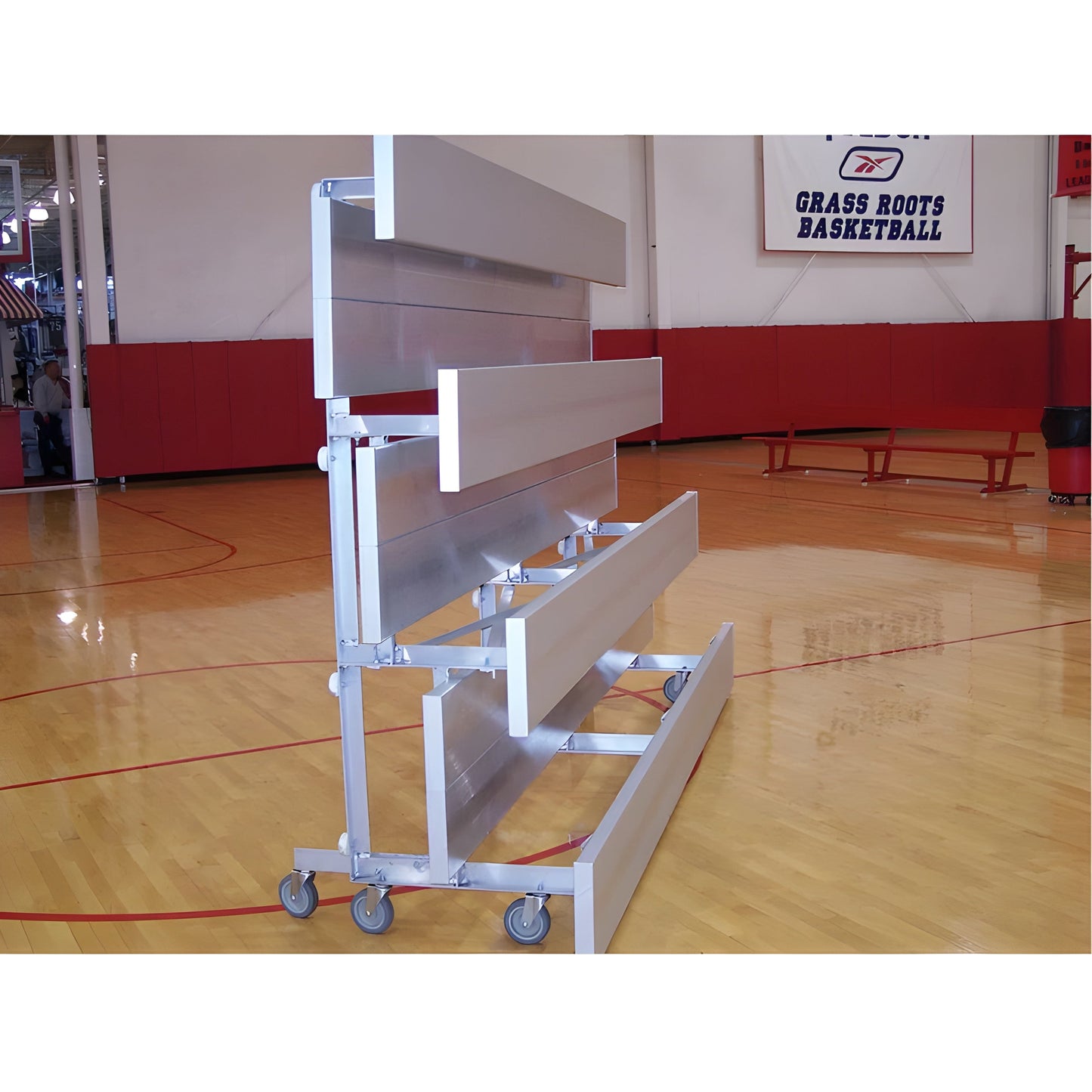 Bleacher 4 Row 7.5' Tip-N-Roll Bleacher -  0407.5ALRPRF