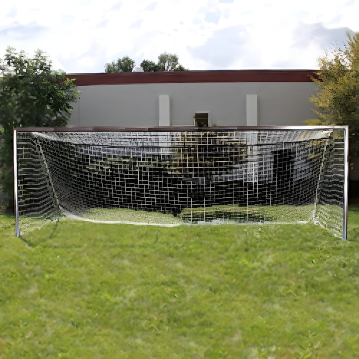 Trigon Sports Soccer Goal 7 x 21 ft. Portable & Round Natural with Net - SG3721N