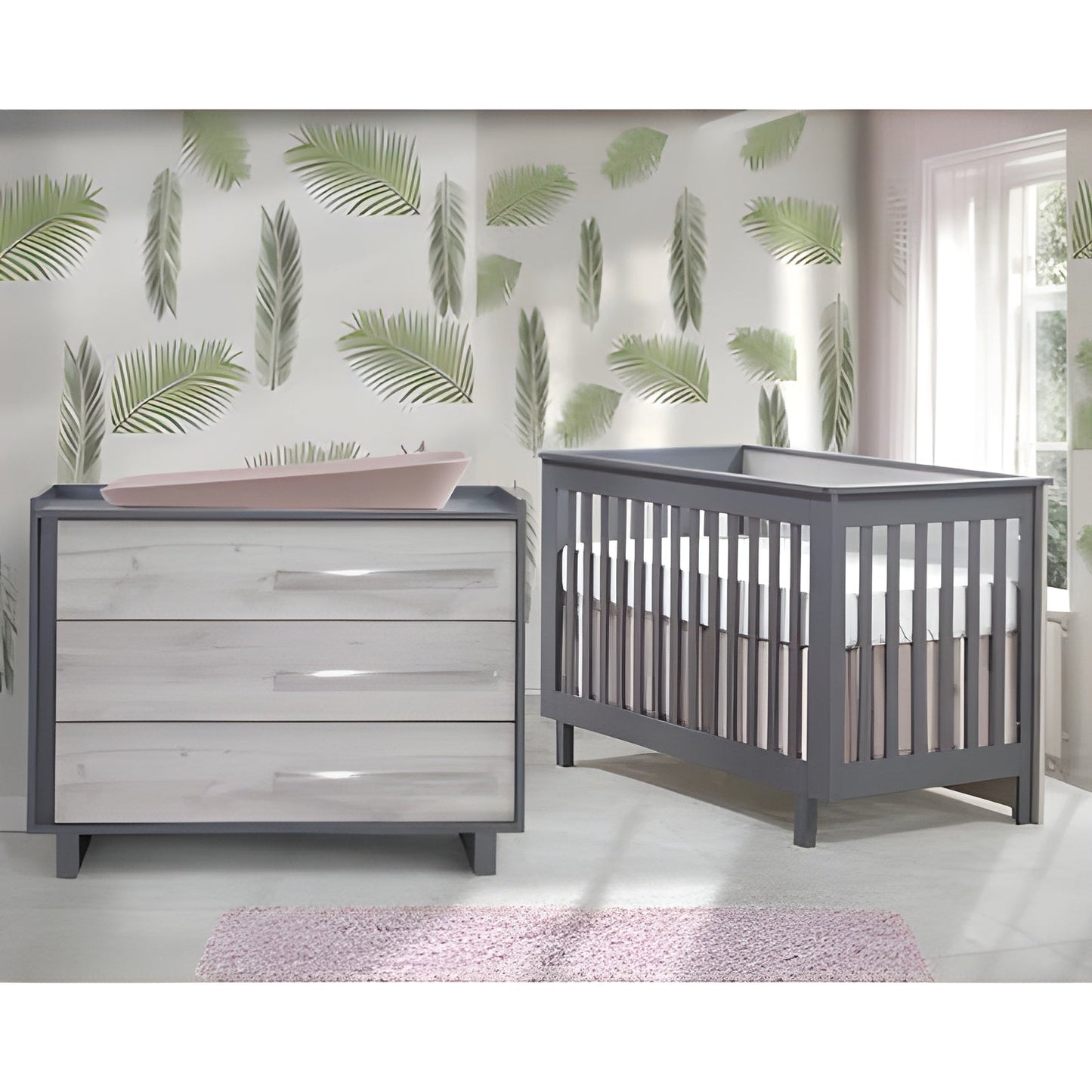 Tulip Urban Collection Convertible Crib and 3 Drawer Dresser XL 2-Piece Set - TU1506-TU1534-20