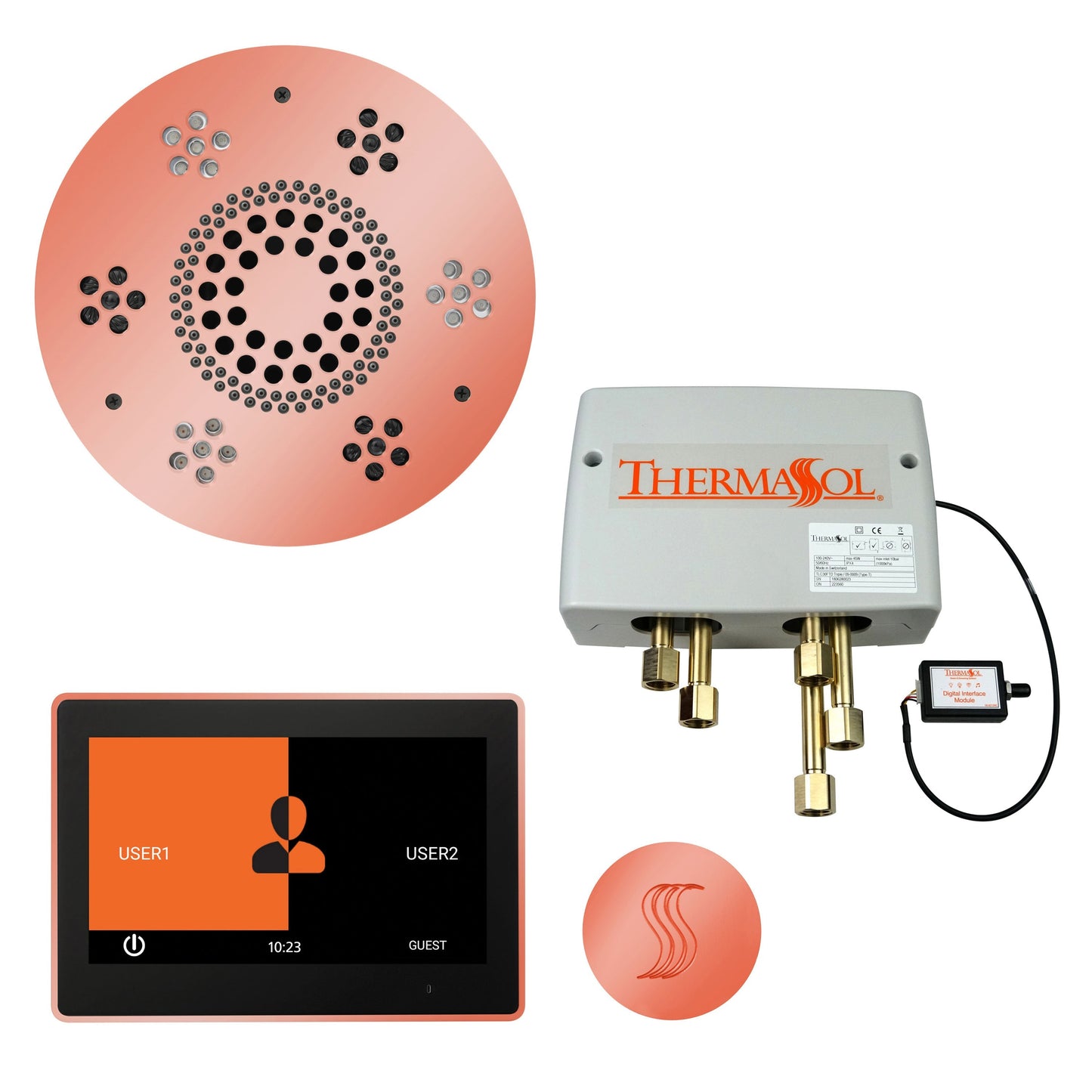 ThermaSol Steam Shower Kit - The Total Wellness Package with 10" ThermaTouch - TWP10US-AB