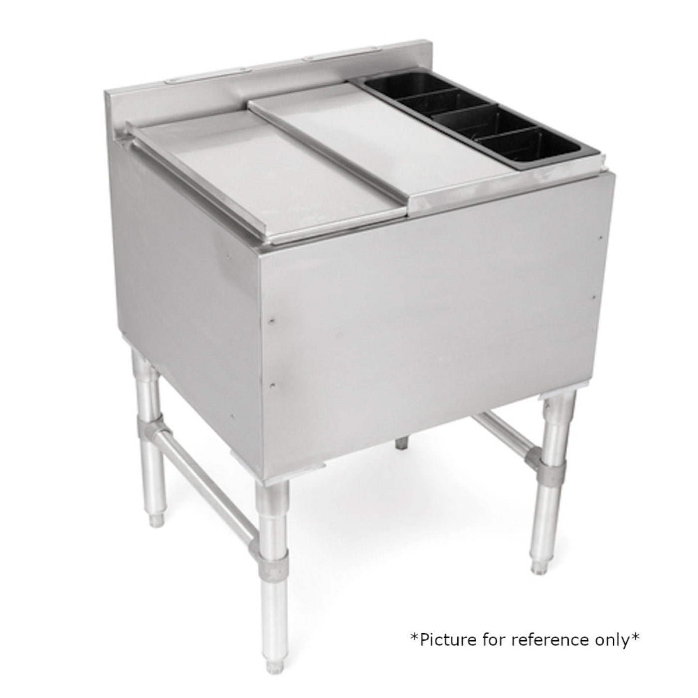 John Boos UBIB-1830-CP10 Slim Line Underbar Ice Bin / Cocktail Unit with 10-Circuit Cold Plate