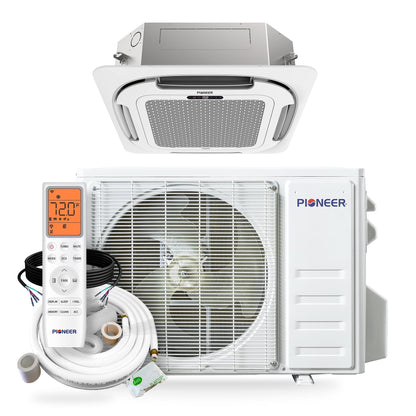 Pioneer Quantum Ultra 12,000 BTU 22 SEER2 230V Ceiling Cassette Ductless Mini-Split Air Conditioner Inverter Heat Pump Full Set - CYT012GLSI24RL