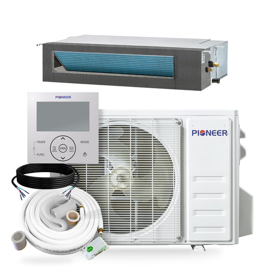 Pioneer Quantum Ultra 9,000 BTU 20.5 SEER2 230V Ceiling Concealed Ducted Mini-Split Air Conditioner Inverter Heat Pump Full Set - RYT009GLSI24RL