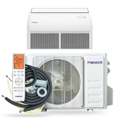 Pioneer Quantum Ultra 18,000 BTU 20.5 SEER2 230V Floor/Ceiling/Low-Wall Ductless Mini-Split Air Conditioner Inverter Heat Pump Full Set - UYT018GLSI24RL-