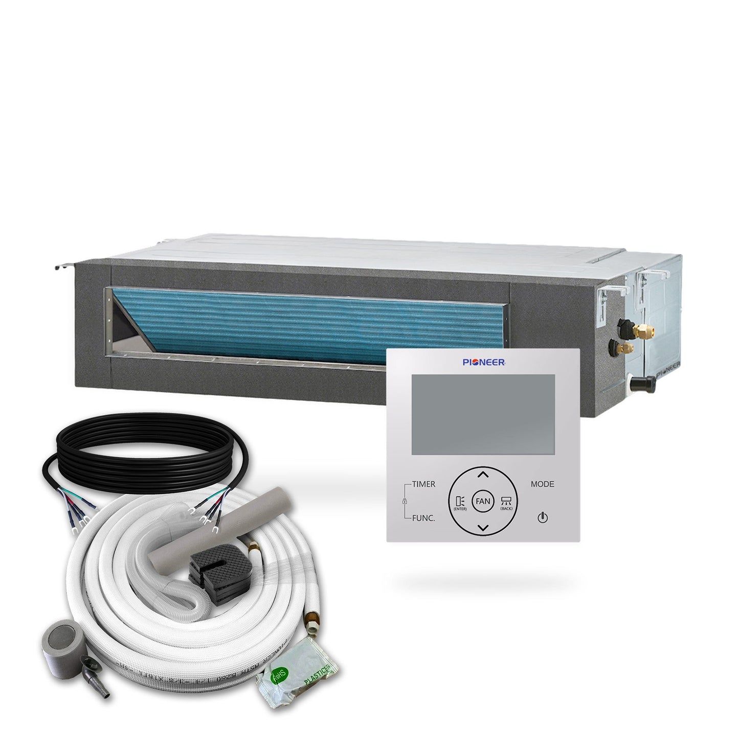 Pioneer Multi Zone 24,000 BTU Quantum Ultra Ceiling Concealed Indoor Section Ductable Mini-Split Wi-Fi Inverter++ Air Conditioner Heat Pump 230V - RT024GLSILCFHG-10S