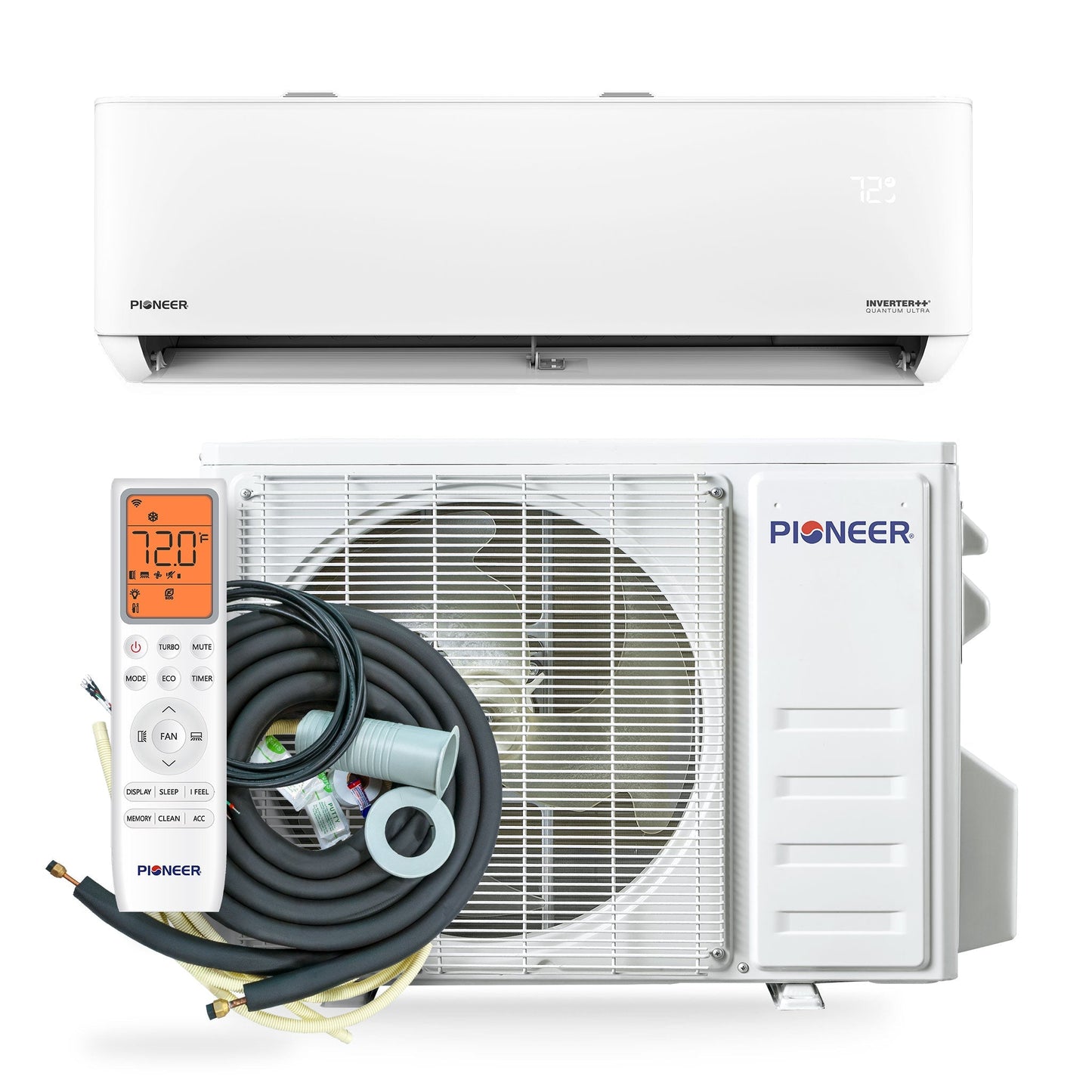 Pioneer Quantum Ultra 9,000 BTU 24 SEER2 115V High-Wall Ductless Energy-Star Mini-Split Air Conditioner Inverter Heat Pump Full Set - WYT009ALSI24RL
