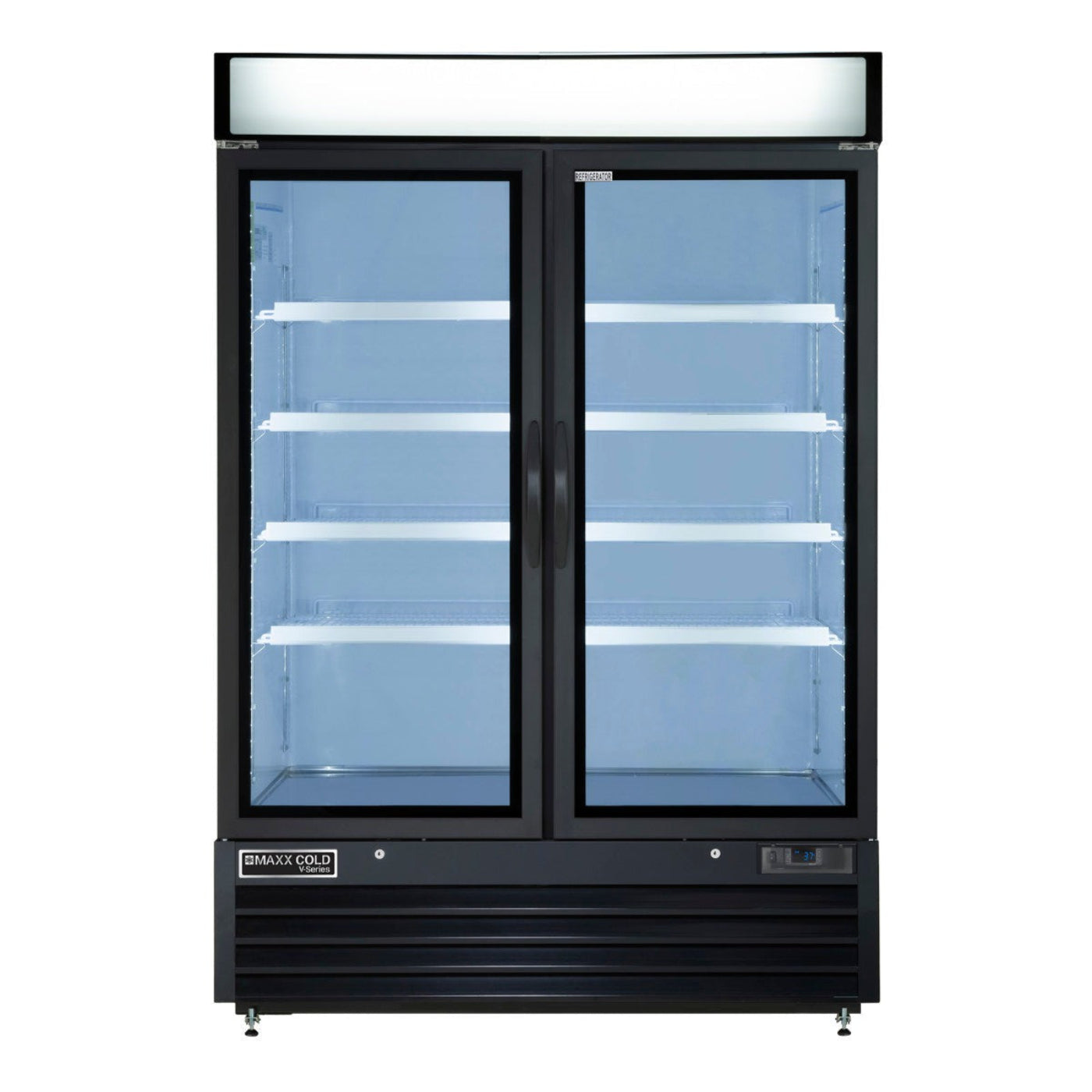 Maxx Cold V-Series Double Glass Door Merchandiser Freezer, in Black - MVMF48B