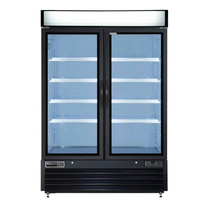 Maxx Cold V-Series Double Glass Door Merchandiser Freezer, in Black - MVMF48B