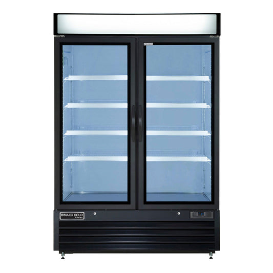 Maxx Cold V-Series Double Glass Door Merchandiser Freezer, in Black - MVMF48B