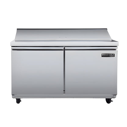 Maxx Cold V-Series 2 Door Refrigerated Sandwich and Salad Prep Station, in Stainless Steel - MVR48SHC