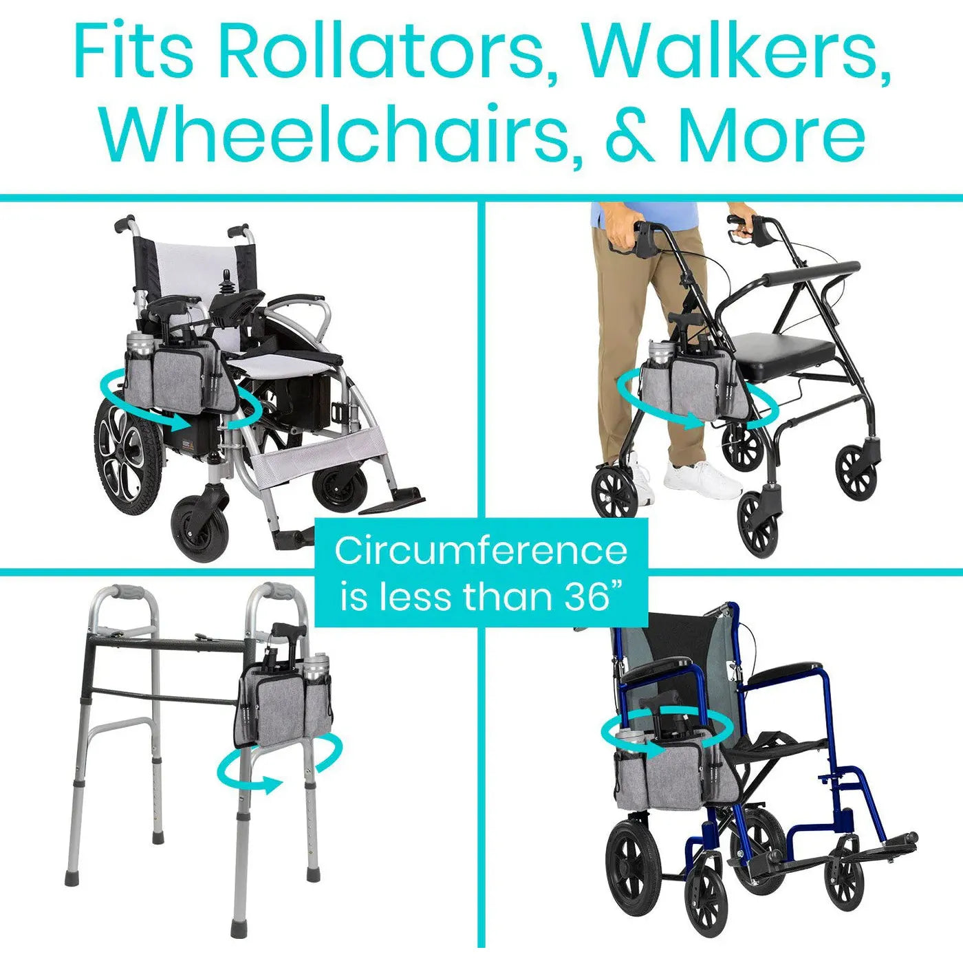 Vive Health Mobility Side Bag for Mobility Scooters, Rollators, Walkers, & Wheelchairs
